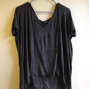 Grey and black striped Brandy Melville v neck tee